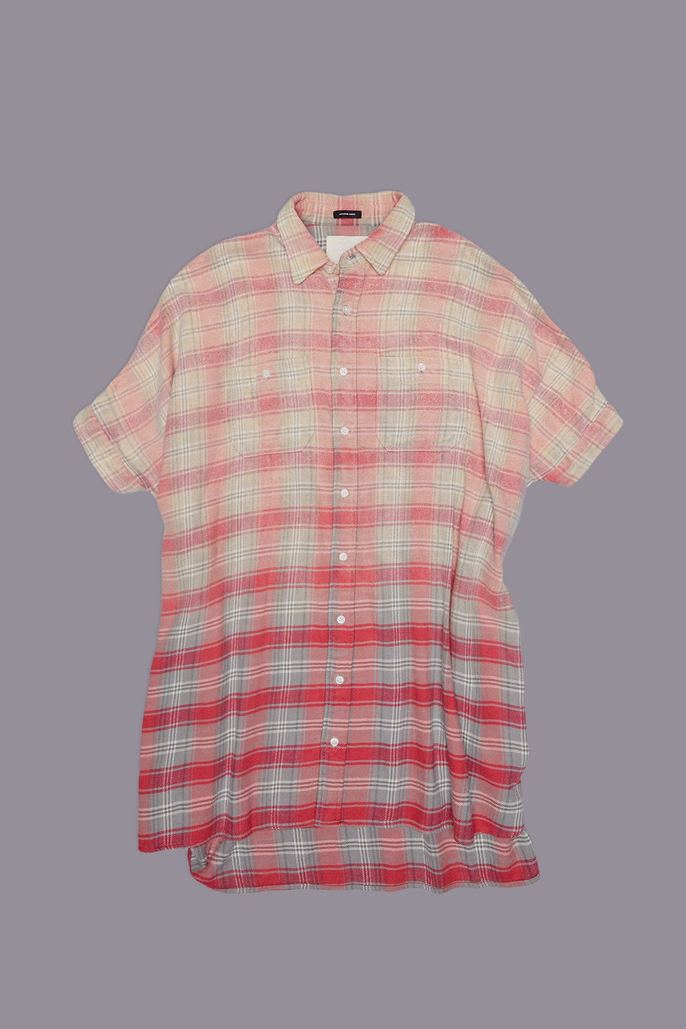 PLAID OVERSIZED BOXY SHIRTDRESS - BLEACHED OUT PINK/GREY PLAID | R13 near me