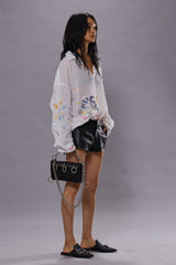 DROP NECK SHIRT - WHITE W/ PAINT SPLATTER AND SCRIBBLES | R13 near me