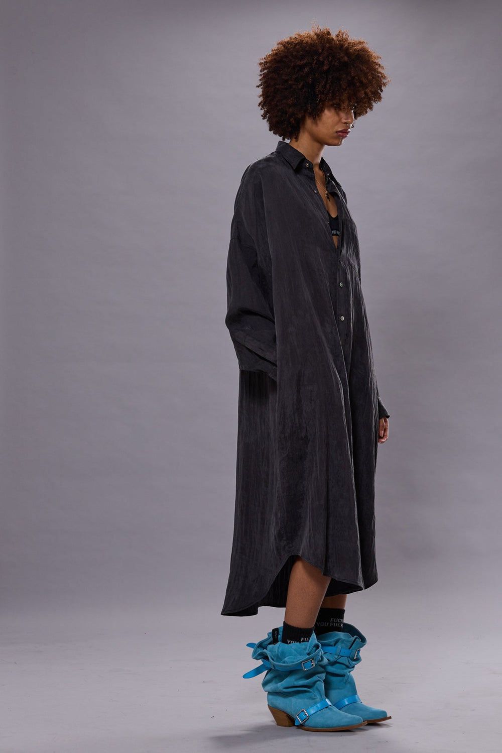 JUMBO SHIRTDRESS - BLACK | R13 discount