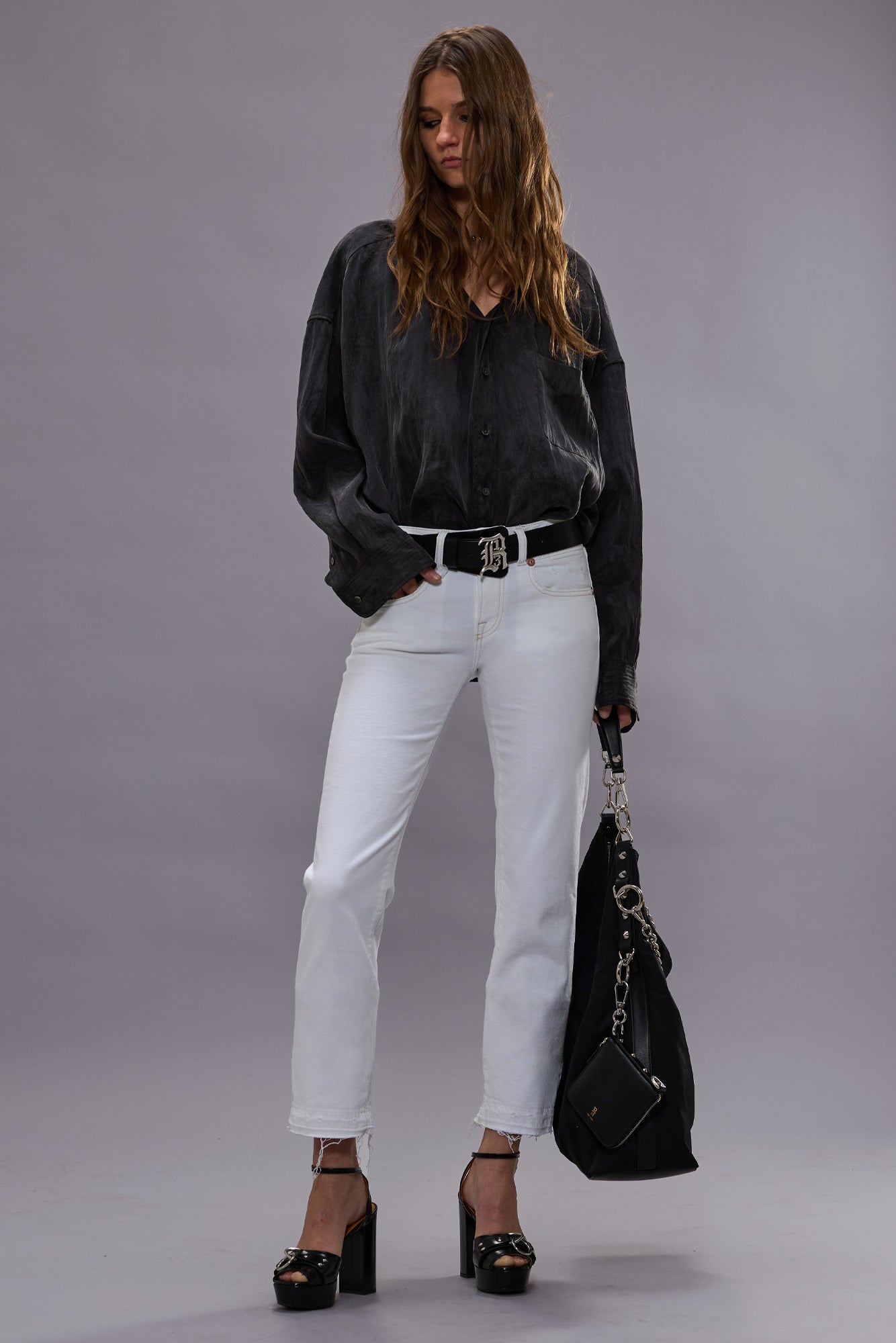 TWISTED NECK SHIRT - BLACK | R13 near me
