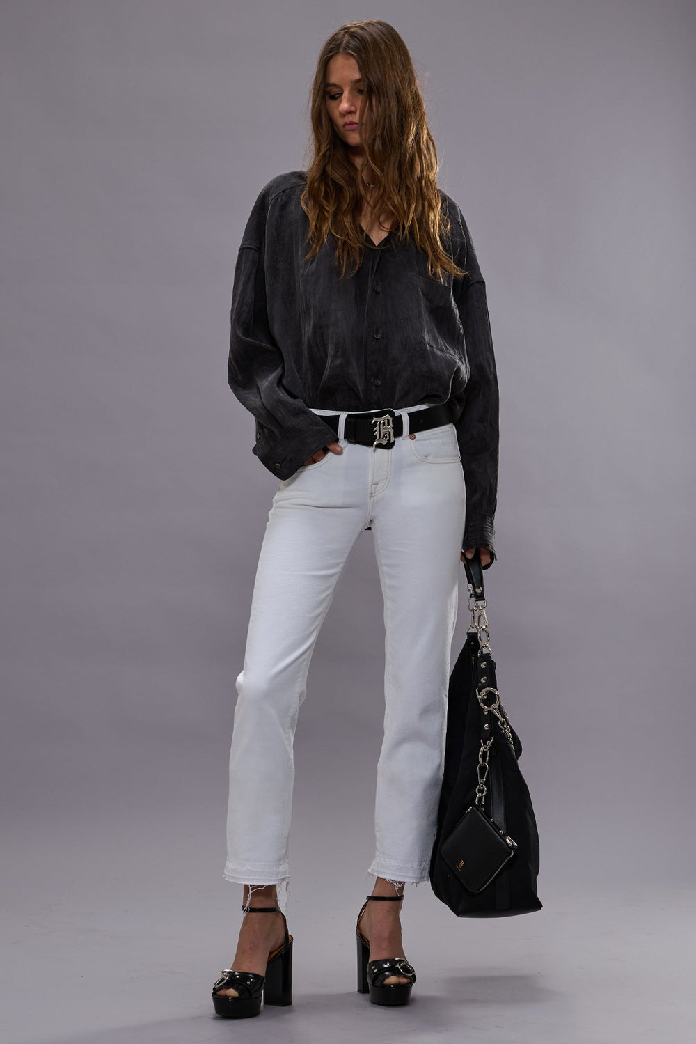 TWISTED NECK SHIRT - BLACK | R13 near me