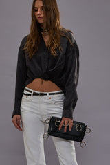 TWISTED FRONT SHIRT - BLACK | R13 outlet