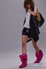 ELONGATED VEST - DARK NAVY STRIPE | R13 ONLINE
