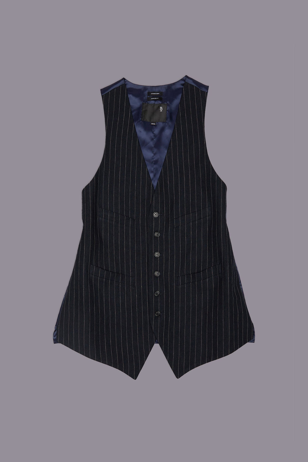 ELONGATED VEST - DARK NAVY STRIPE | R13 ONLINE