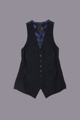 ELONGATED VEST - DARK NAVY STRIPE | R13 ONLINE