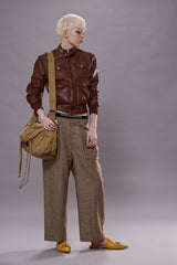 PLEATED POCKET TROUSER - BROWN WINDOWPANE PLAID | R13 outlet