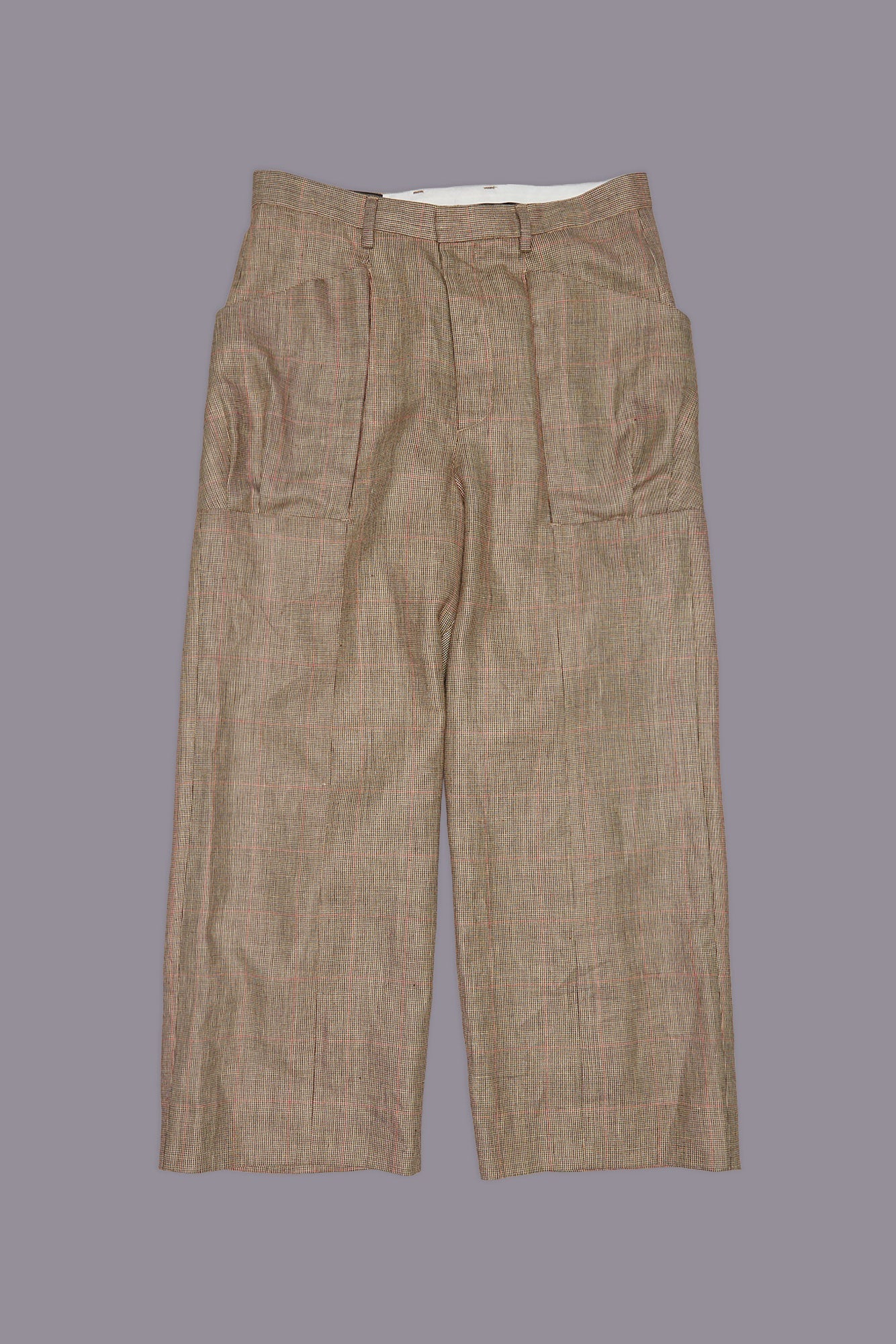 PLEATED POCKET TROUSER - BROWN WINDOWPANE PLAID | R13 outlet
