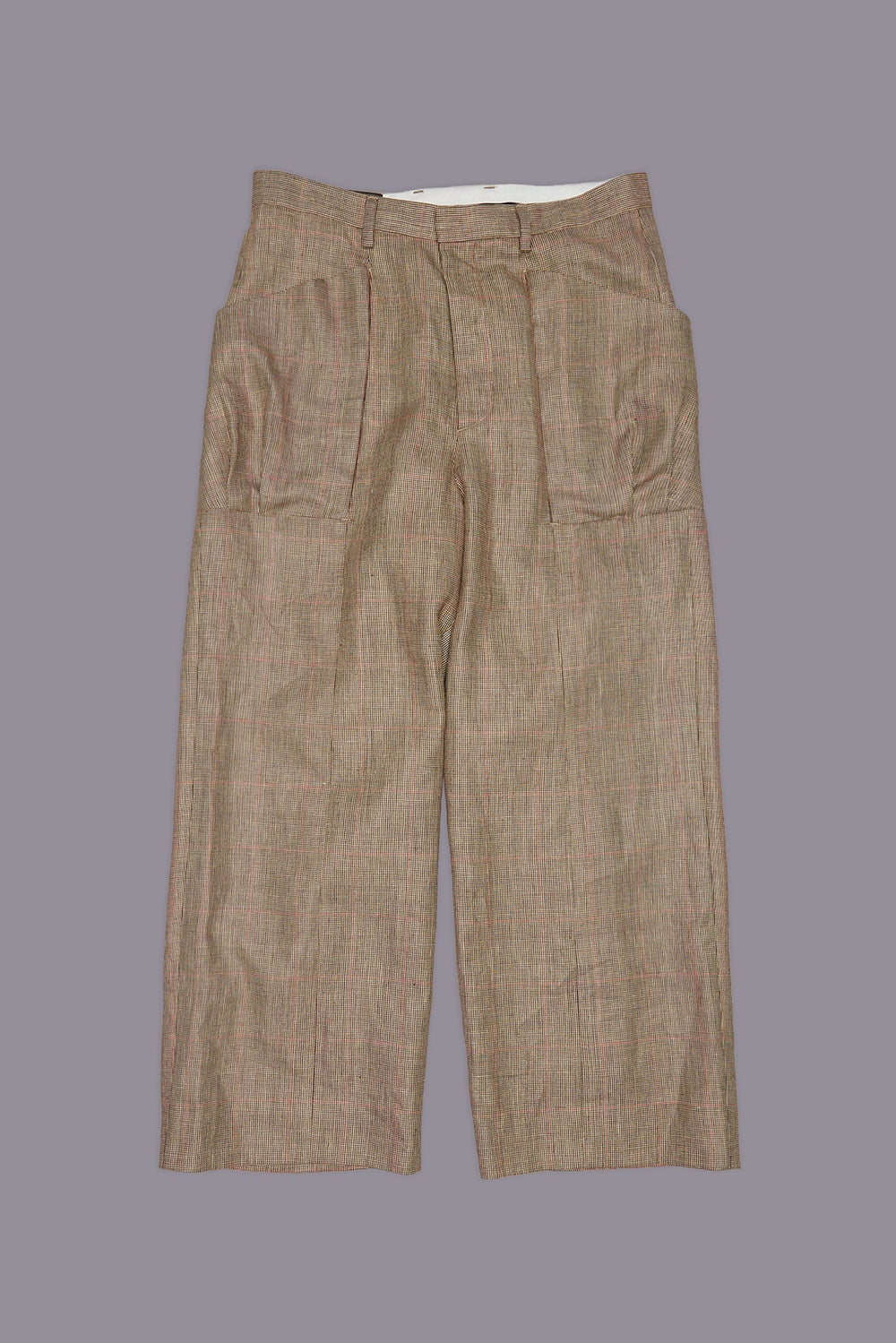 PLEATED POCKET TROUSER - BROWN WINDOWPANE PLAID | R13 outlet