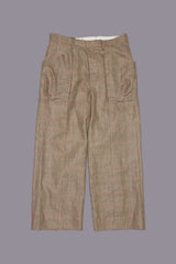 PLEATED POCKET TROUSER - BROWN WINDOWPANE PLAID | R13 outlet