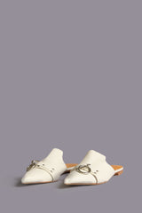 POINTED TOE SLIDE W/RING - LIGHT STONE | R13 sale