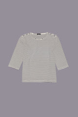 ELBOW SLEEVE STRIPE TEE - NAVY/ECRU NARROW STRIPE | R13 outlet
