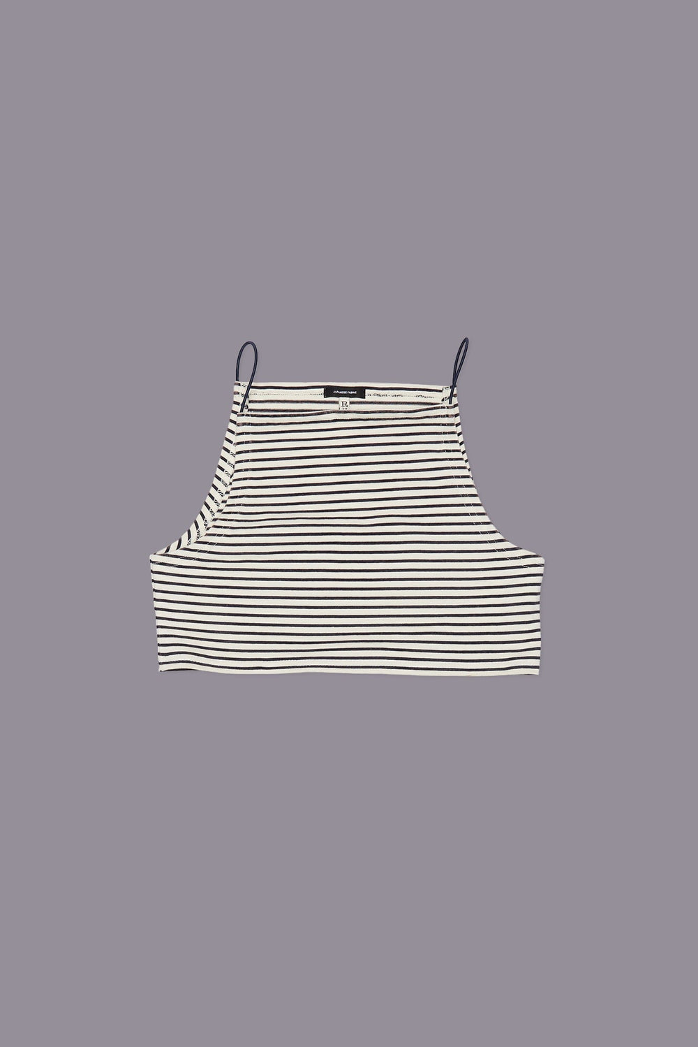 CROPPED HALTER STRIPE TEE - NAVY / ECRU NARROW STRIPE | R13 US
