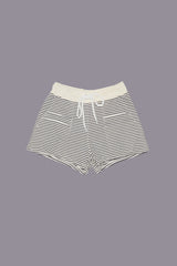 LAYERED POCKET SWEATSHORT - NAVY/ECRU NARROW STRIPE | R13 sale
