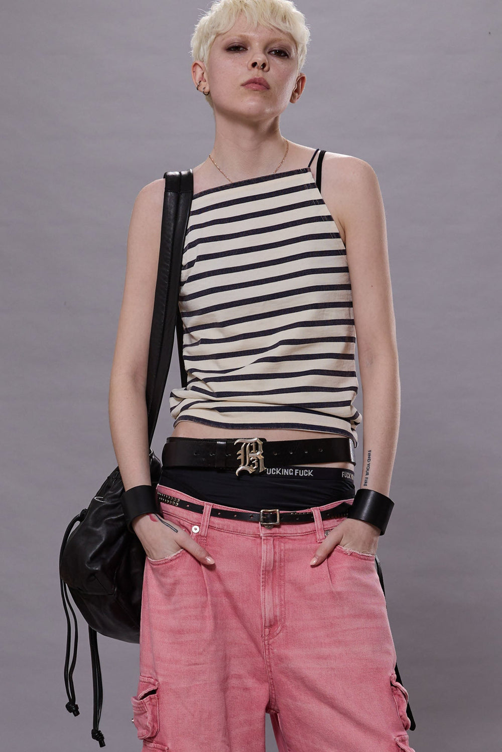 HALTER STRIPE TEE - NAVY/ECRU WIDE STRIPE | R13 near me