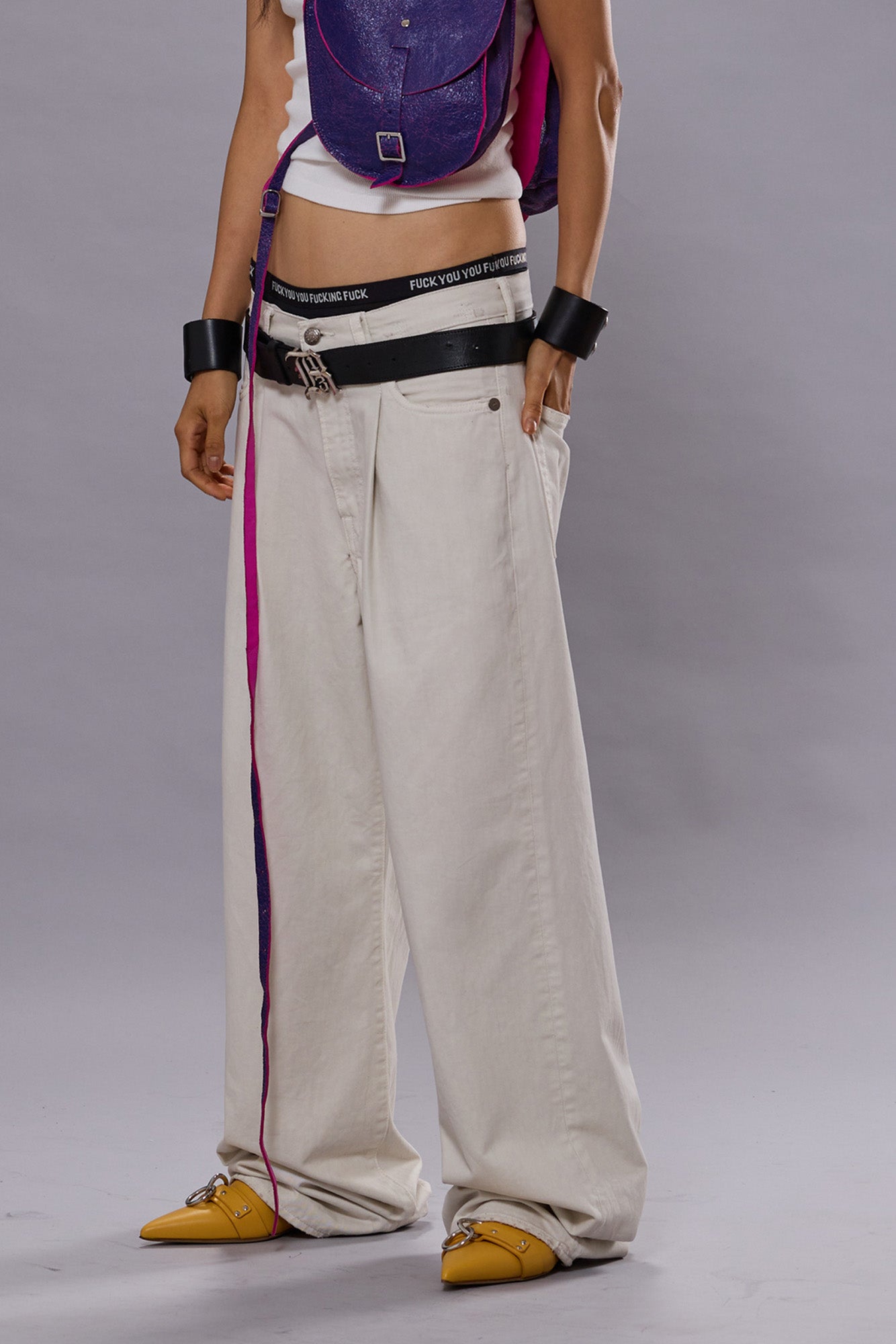 DAMON PLEATED WIDE LEG JEAN - WHITE SLUBBY TWILL | R13 ONLINE